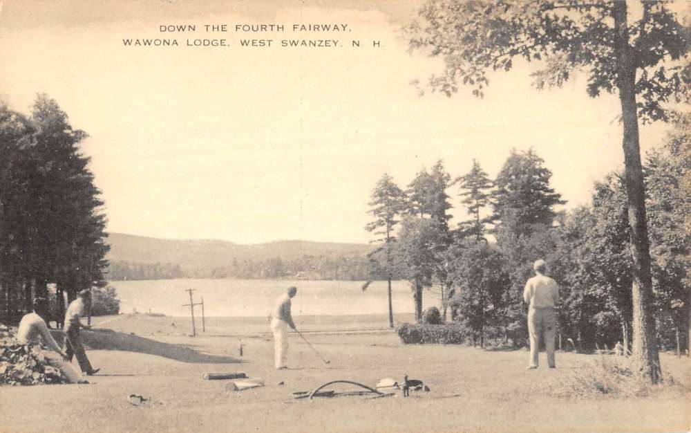 West Swanzey New Hampshire Wawona Lodge Golf Course Antique Postcard