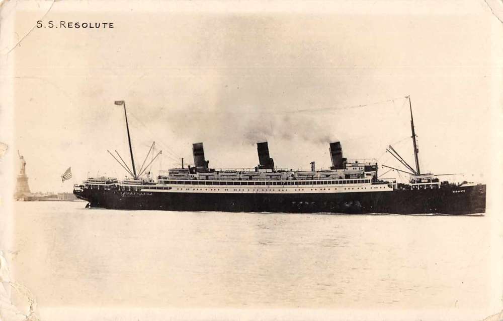 Ss Resolute New York City Statue Of Liberty Real Photo Antique Postcard