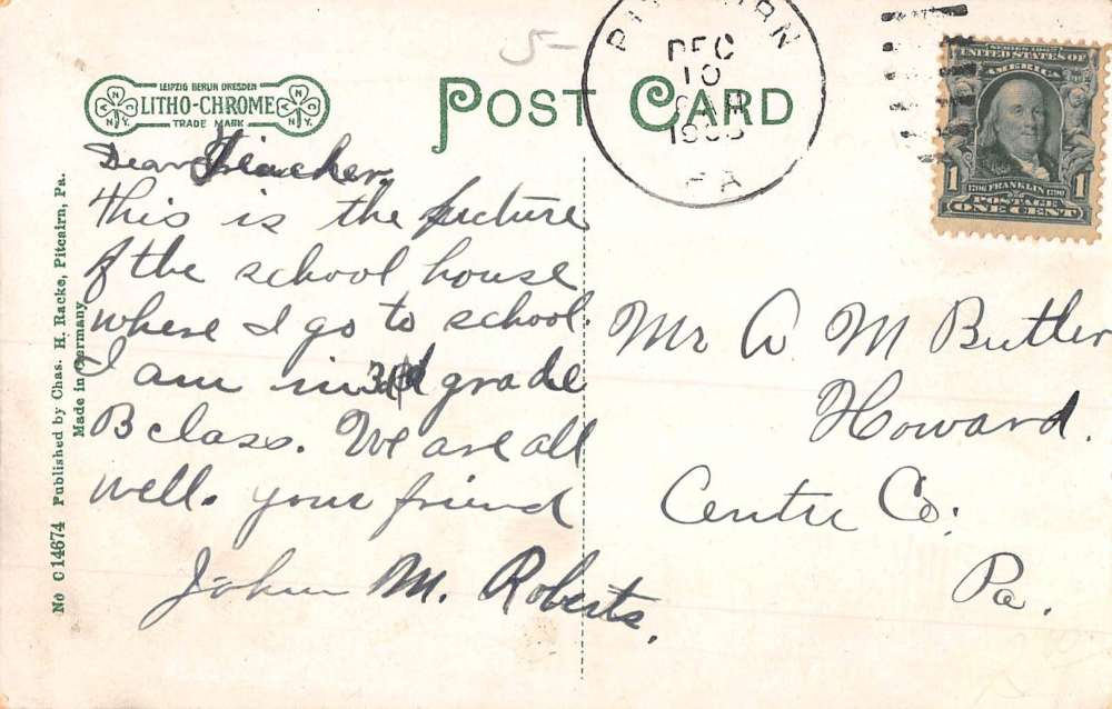 Pitcairn Pennsylvania Public School Street View Antique Postcard K89253 ...