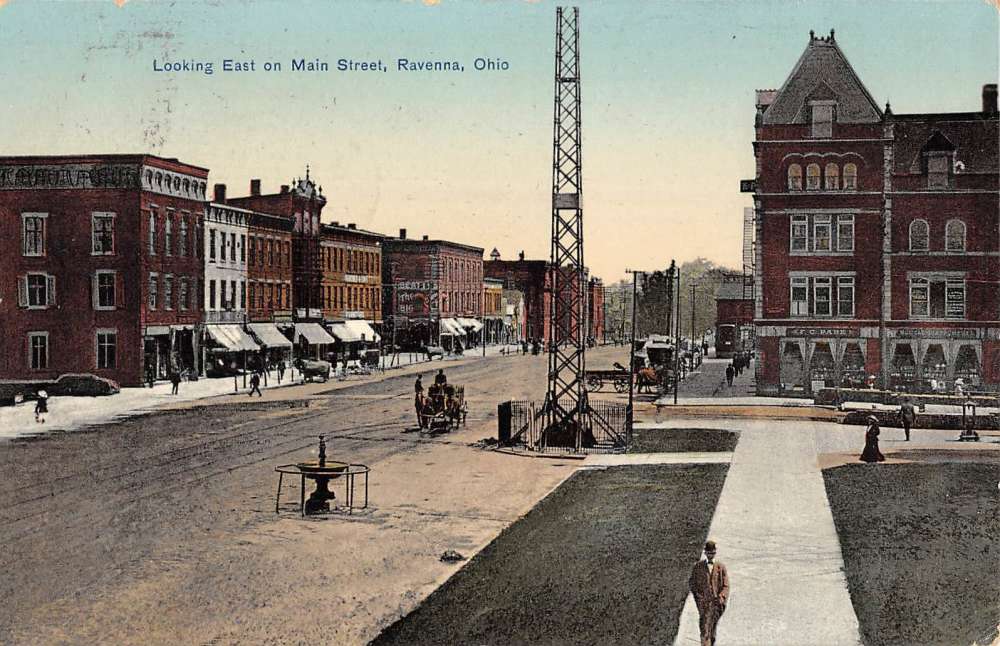 Ravenna Ohio Looking East On Main Street Antique Postcard K93158 Mary L. Martin Ltd. Postcards