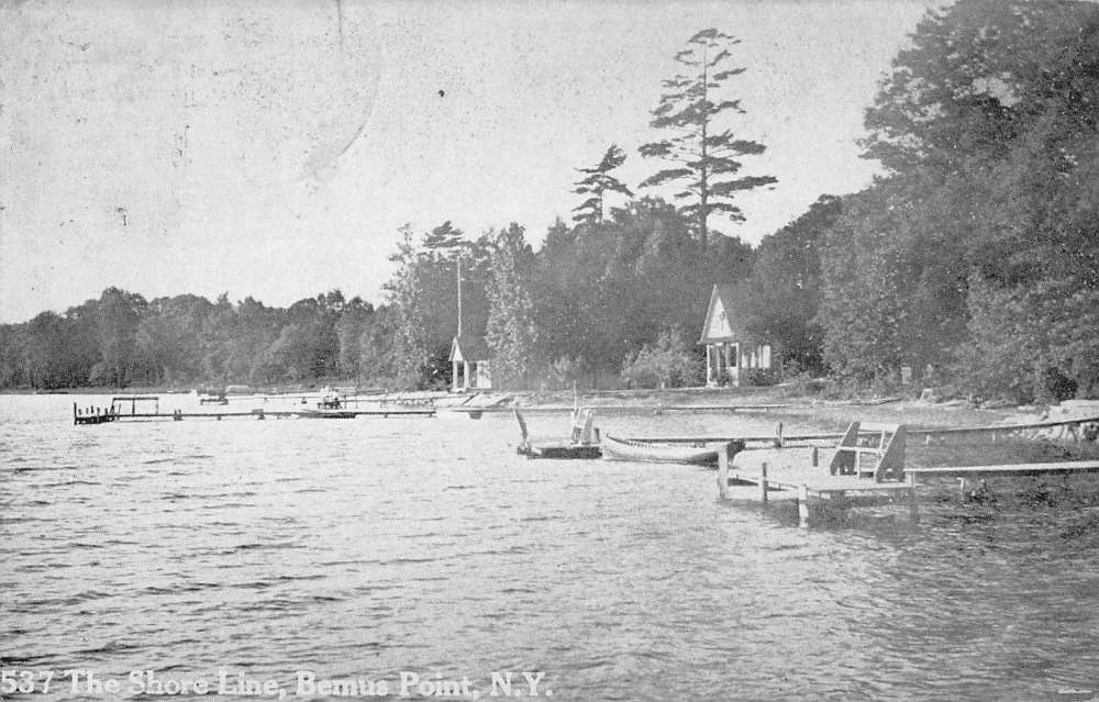 Bemus Point New York Shore Line Waterfront Antique Postcard K94352 ...