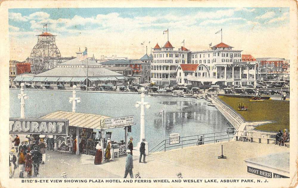 Asbury Park New Jersey Plaza Hotel Birdseye View Antique Postcard ...