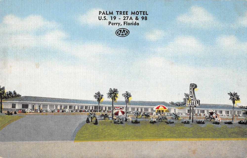 Perry Florida Palm Tree Motel Scenic View Antique Postcard J77708