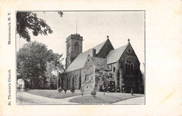 Mamaroneck New York St Thomas Church Street View Antique Postcard K97891