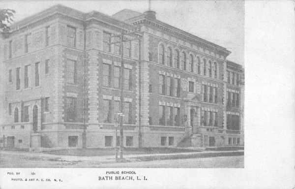 Bath Beach New York Public School Street View Antique Postcard K97894