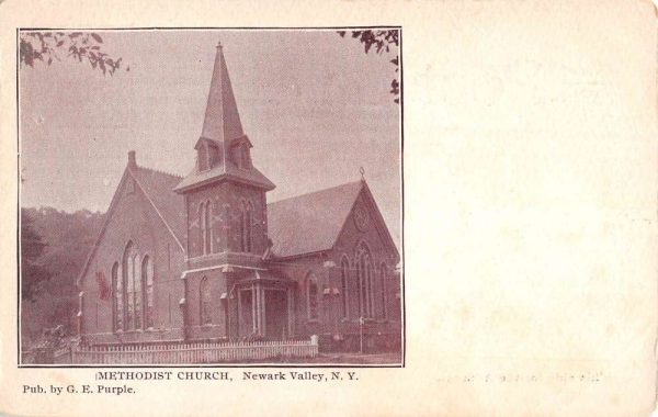 Newark Valley New York Methodist Church Street View Antique Postcard K97899