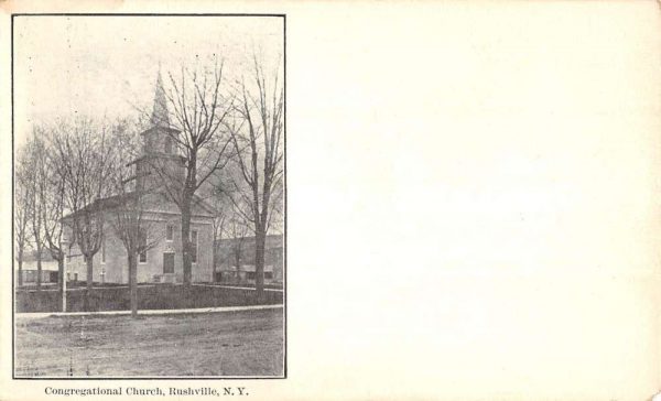 Rushville New York Congregational Church Street View Antique Postcard K97903