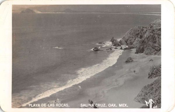 Salina Cruz Mexico Playa De Las Rocas Real Photo Antique Postcard K97917