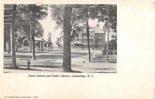 Cambridge New York Union School Public Library Antique Postcard K97968