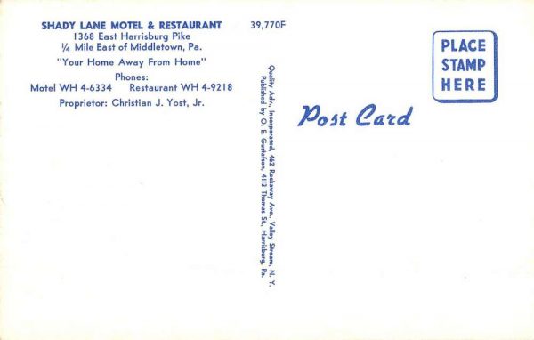 Middletown Pennsylvania Shady Lane Motel Multiview Vintage Postcard K98019 - Image 2