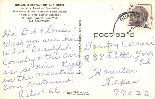 Howe Caverns New York Borealis Restaurant And Motel Vintage Postcard K98036 - Image 2