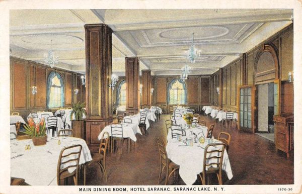 Saranac Lake New York Hotel Dining Room Interior Antique Postcard K98093