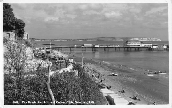 Sandown Isle Of Wight UK Shanklin Culver Cliff Beach Real Photo Postcard K98140