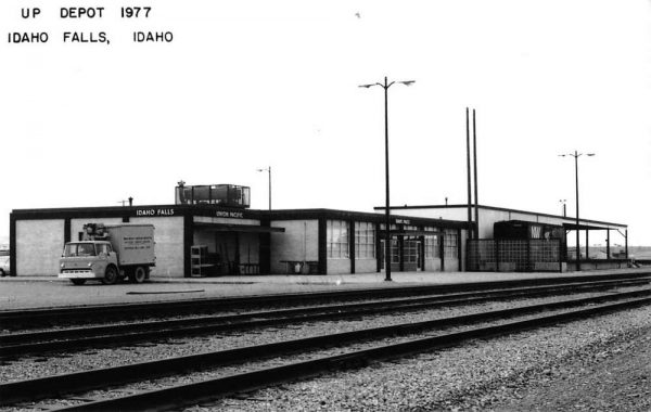 Idaho Falls Idaho UP Railroad Depot Real Photo Vintage Postcard K98197