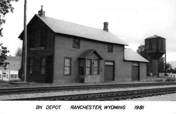 Ranchester Wyoming BN Railroad Depot Real Photo Vintage Postcard K98362