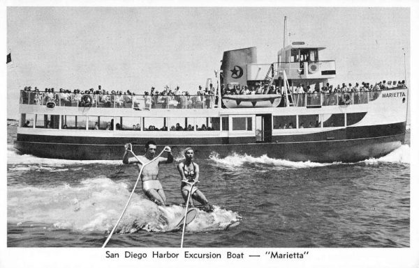 San Diego California Harbor Excursion Boat Marietta Vintage Postcard K98376