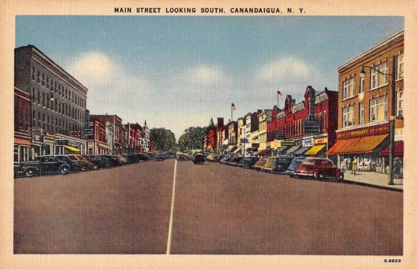 Canandaigua New York Main Street Looking South Antique Postcard K98423