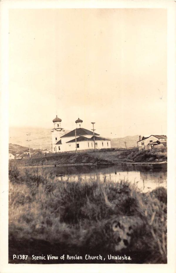 Unalaska Alaska Russian Church Real Photo Antique Postcard K98491