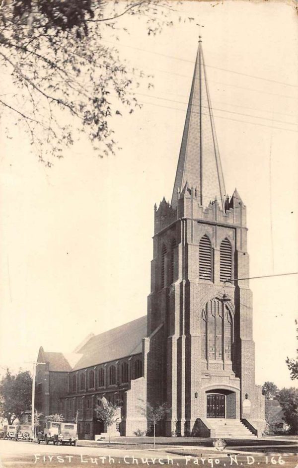 Fargo North Dakota First Lutheran Church Real Photo Antique Postcard K98707