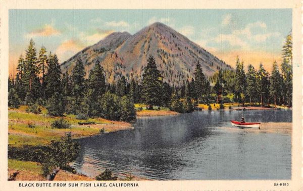 Sun Fish Lake California Black Butte Waterfront Antique Postcard K98776