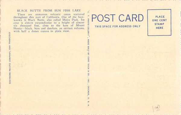 Sun Fish Lake California Black Butte Waterfront Antique Postcard K98776 - Image 2