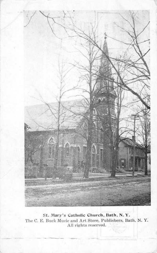 Bath New York St Marys Catholic Church Antique Postcard K98909