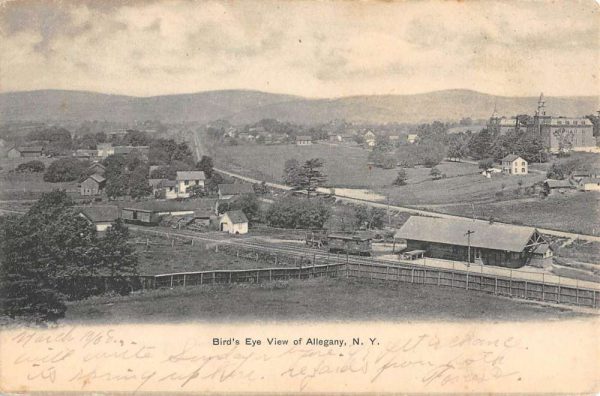 Allegany New York Birdseye View Of City Antique Postcard K98910