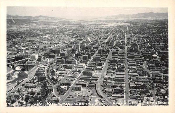 Spokane Washington Birdseye View Of City Real Photo Antique Postcard K98927