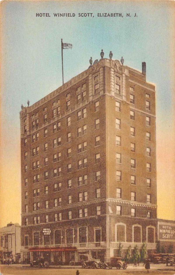 Elizabeth New Jersey Hotel Winfield Scott Street View Antique Postcard K99014