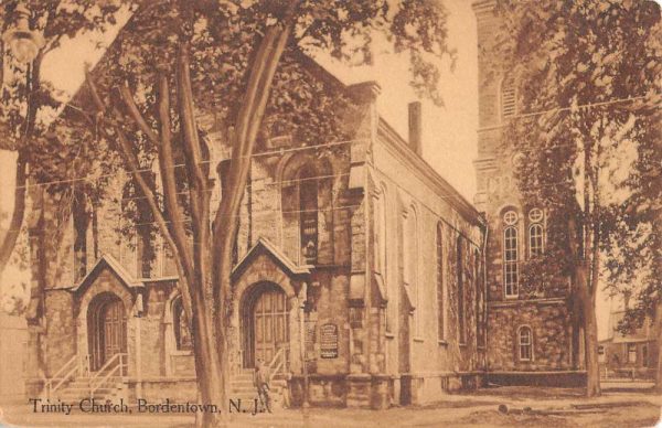 Bordentown New Jersey Trinity Church Street View Antique Postcard K99031