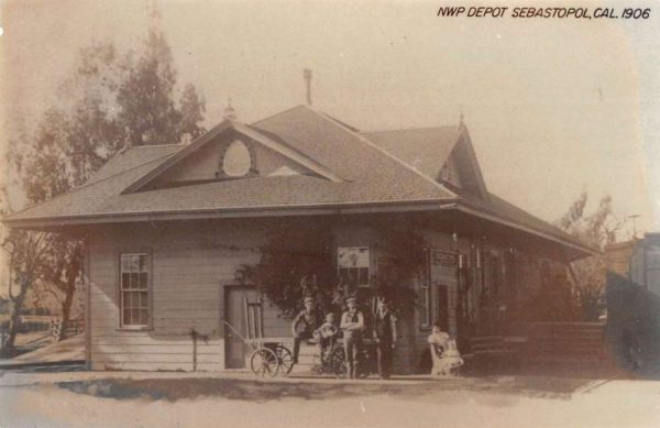 Sebastopol California NWP Railroad Depot Exterior Real Photo Postcard K99075