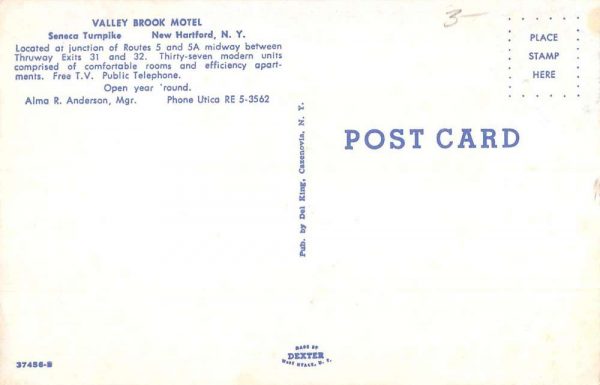 New Hartford New York Valley Brook Motel Multiview Vintage Postcard K99132 - Image 2