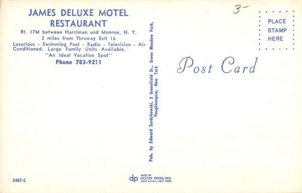 Monroe New York James Deluxe Motel Multiview Vintage Postcard K99181 - Image 2