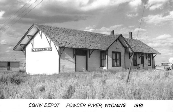 Powder River Wyoming CNW Railroad Depot Real Photo Antique Postcard K99258