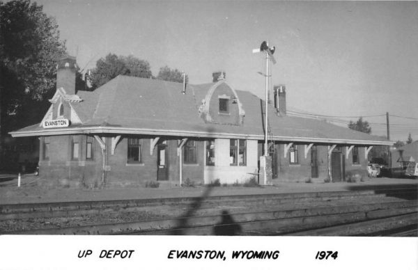 Evanston Wyoming UP Railroad Depot Real Photo Antique Postcard K99259