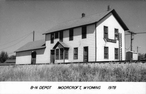 Moorcroft Wyoming BN Railroad Depot Real Photo Antique Postcard K99268