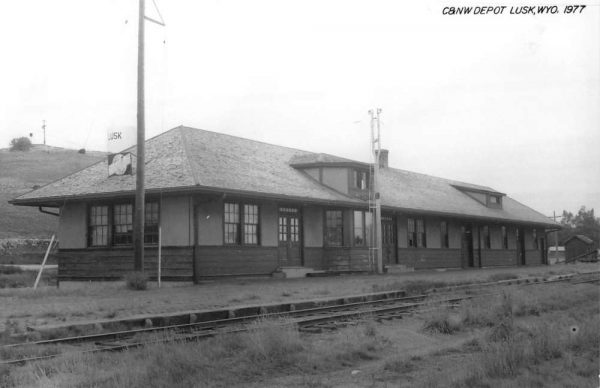 Lusk Wyoming CNW Railroad Depot Real Photo Antique Postcard K99292