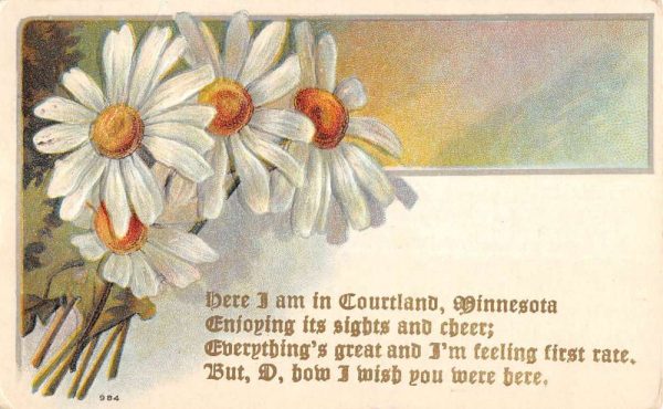 Courtland Minnesota Flower Greeting Antique Postcard K99544