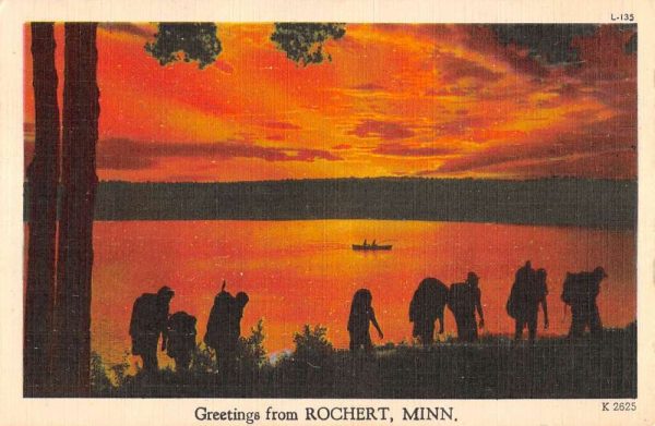 Rochert Minnesota Sunset Waterfront Greeting Antique Postcard K99662