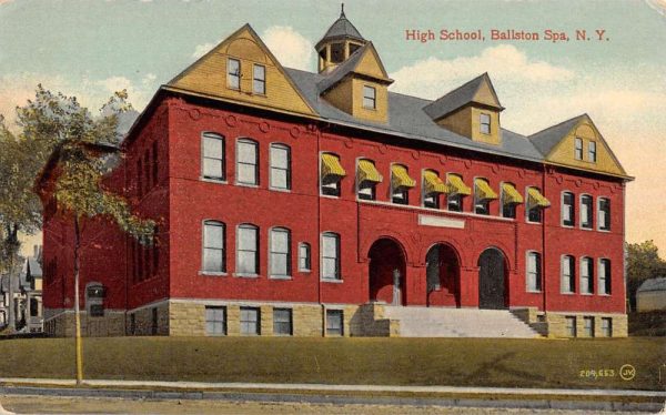 Ballston Spa New York High School Street View Antique Postcard K99683