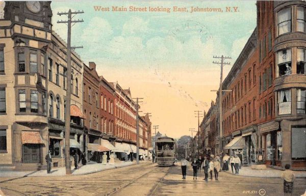 Johnstown New York West Main Street Looking East Antique Postcard K99697