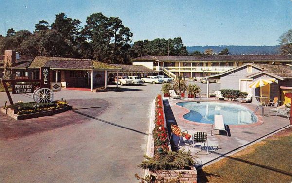 Monterey California Western Village Motel Pool View Vintage Postcard K99739