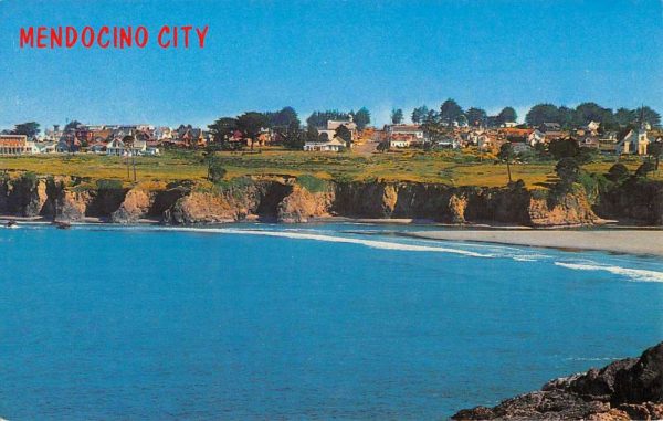 Mendocino City California Birdseye View Of City Vintage Postcard K99740