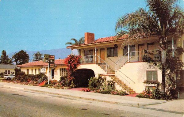 Santa Barbara California Twin Palms Motel Street View Vintage Postcard K99770