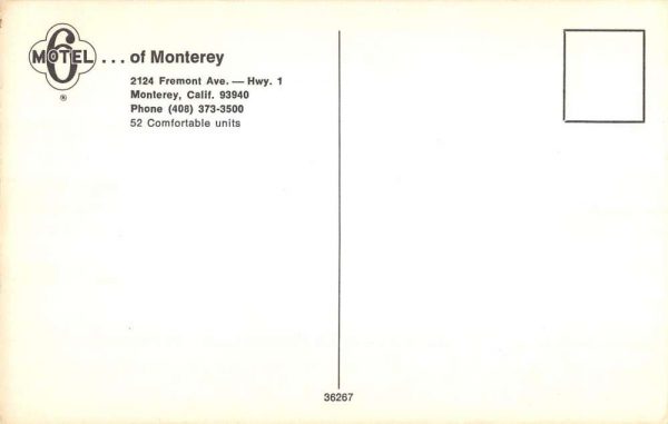 Monterey California Motel 6 Street View Vintage Postcard K99773 - Image 2