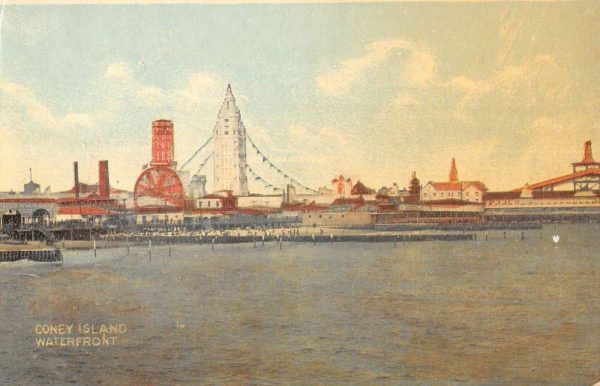 Coney Island New York Amusement Park Waterfront Antique Postcard K99776