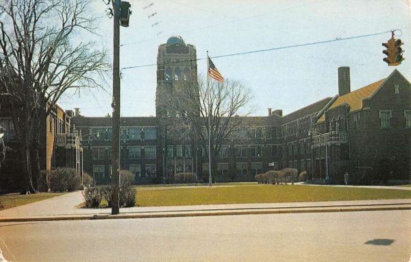 Bay City Michigan Central High School Street View Vintage Postcard K99860