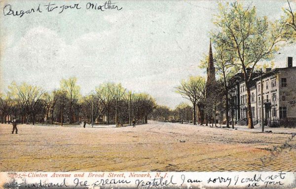 Newark New Jersey Clinton Avenye Broad Street Scene Antique Postcard K99933