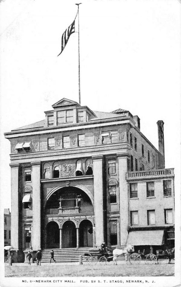 Newark New Jersey City Hall Street View Antique Postcard K99935