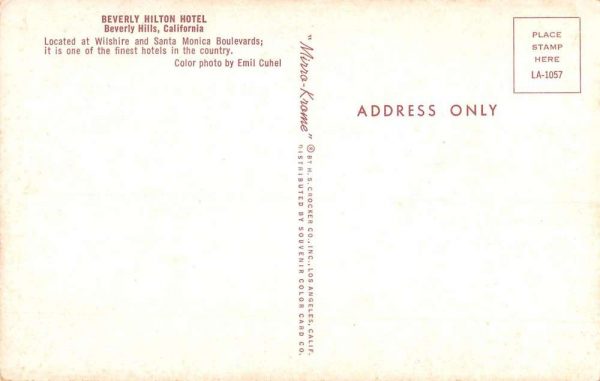 Beverly Hills California Hilton Hotel Street View Vintage Postcard K99946 - Image 2